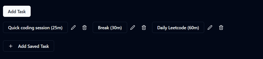 Saved Tasks